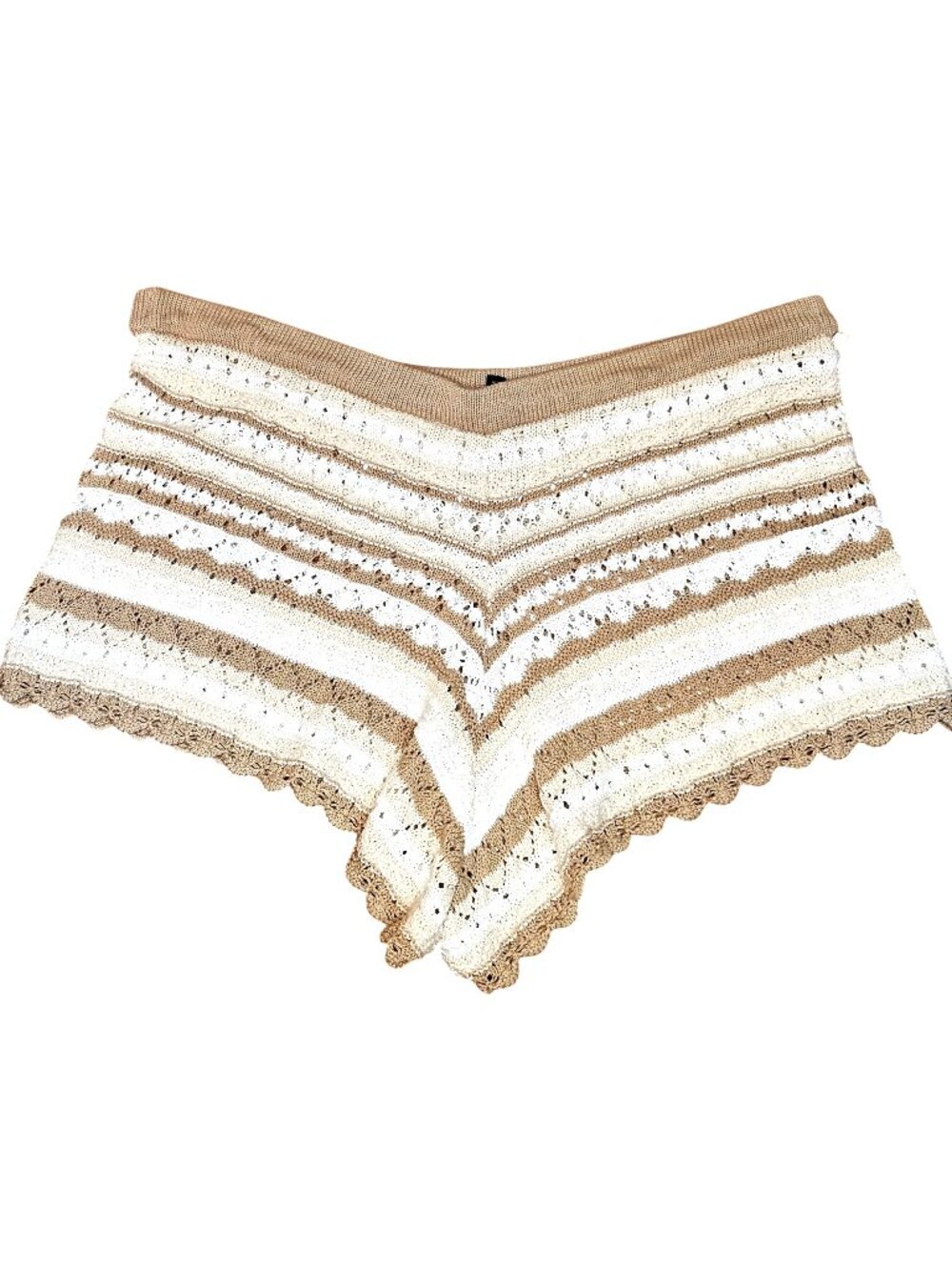 Woman's Divided boho cottagecore beachy open knit crochet pullover shorts XL